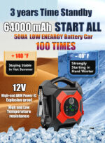 ODUKAKO DM1264 Heavy Duty Jump Starter, 12V 30000A Peak, Lithium Battery Booster Pack, Portable Jumper -40°F Instant Start All for 50L Diesel and Gasoline Engines, Semi Truck Class 8 - Image 6