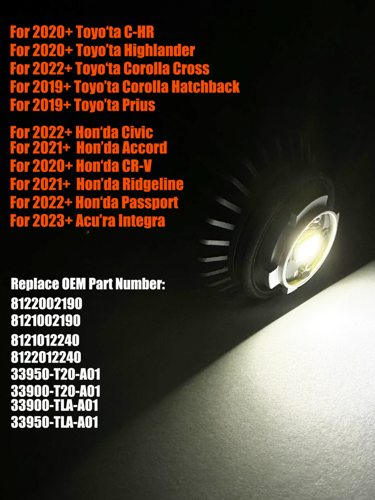 ODUKAKO L1B Fog light bulbs,Plug and Play,Wireless,Super Bright TF1 lamp for 2020+ Honda Civic Accord CR-V Passport,Acura, Integra, 2021+ Ridgeline,6000K White - Image 3