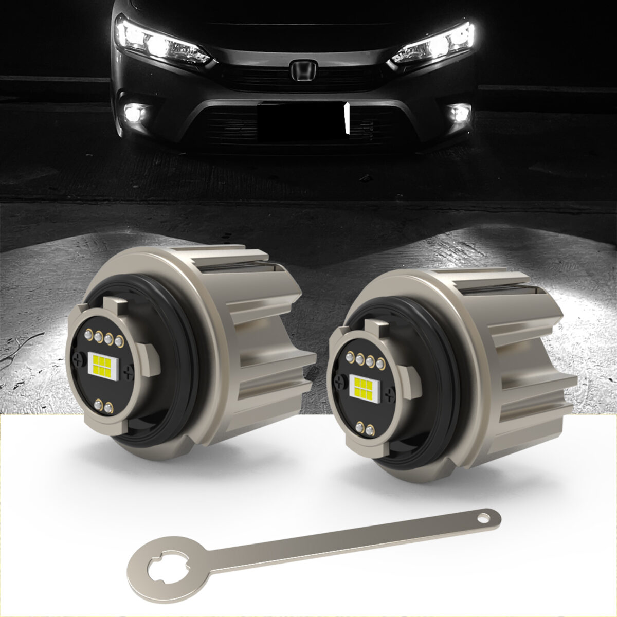 ODUKAKO L1B Fog light bulbs,Plug and Play,Wireless,Super Bright TF1 lamp for 2020+ Honda Civic Accord CR-V Passport,Acura, Integra, 2021+ Ridgeline,6000K White - Image 5