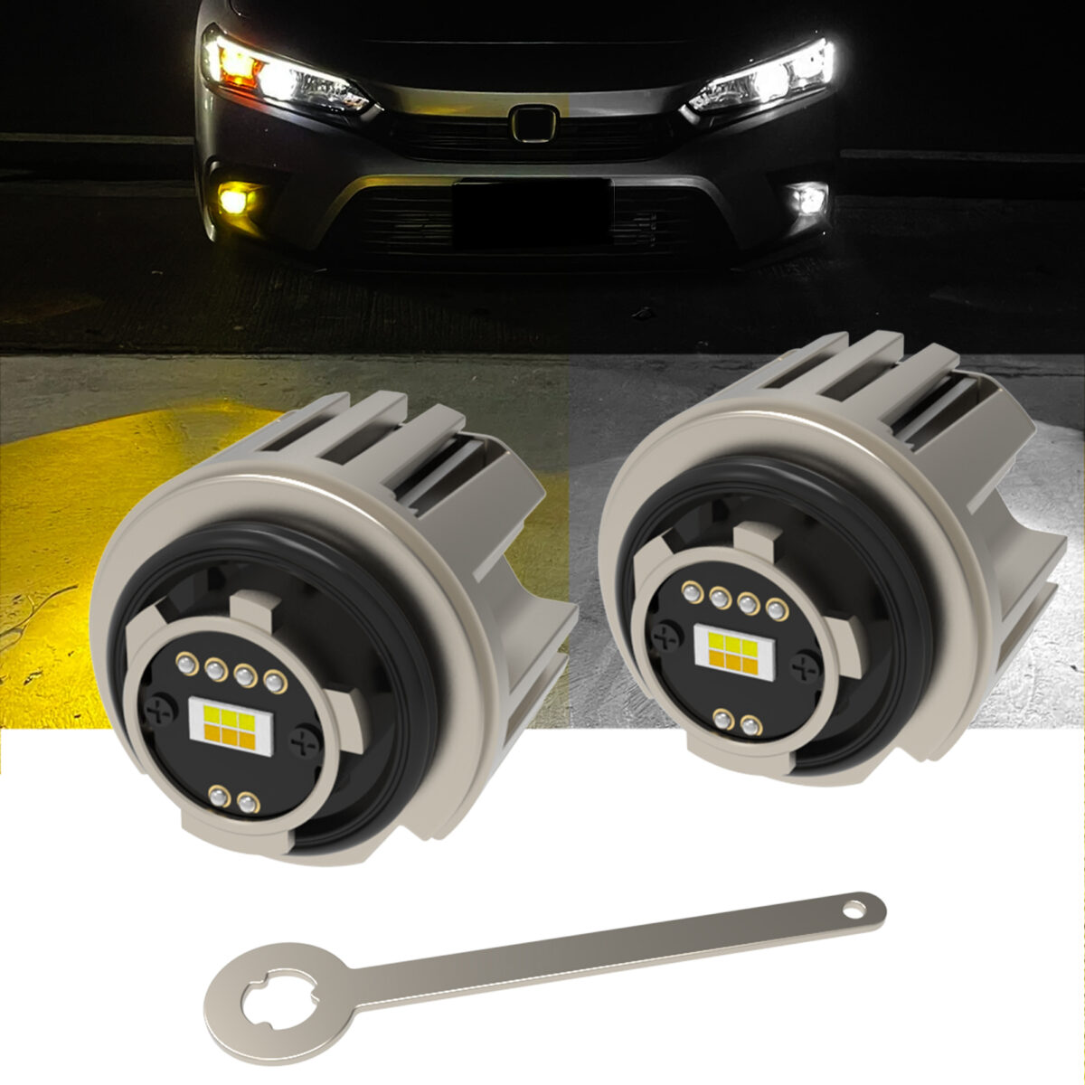 ODUKAKO TF1 L1B Fog light bulbs,White and Amber,Plug and Play,Wireless,Super Bright TF1 lamp for 2020+ Honda Civic Accord CR-V Ridgeline Passport,Acura,Integra,Dual Color 3000K/6000K - Image 11