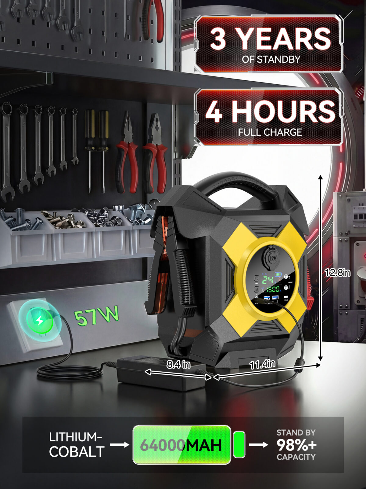 ODUKAKO DM2464 24v Heavy Duty Jump Starter,15000A Peak, Lithium Battery Booster Pack, Portable Jumper -40°F Instant Start All for 50L Diesel and Gasoline Engines, Semi Truck Class 8 - Image 7
