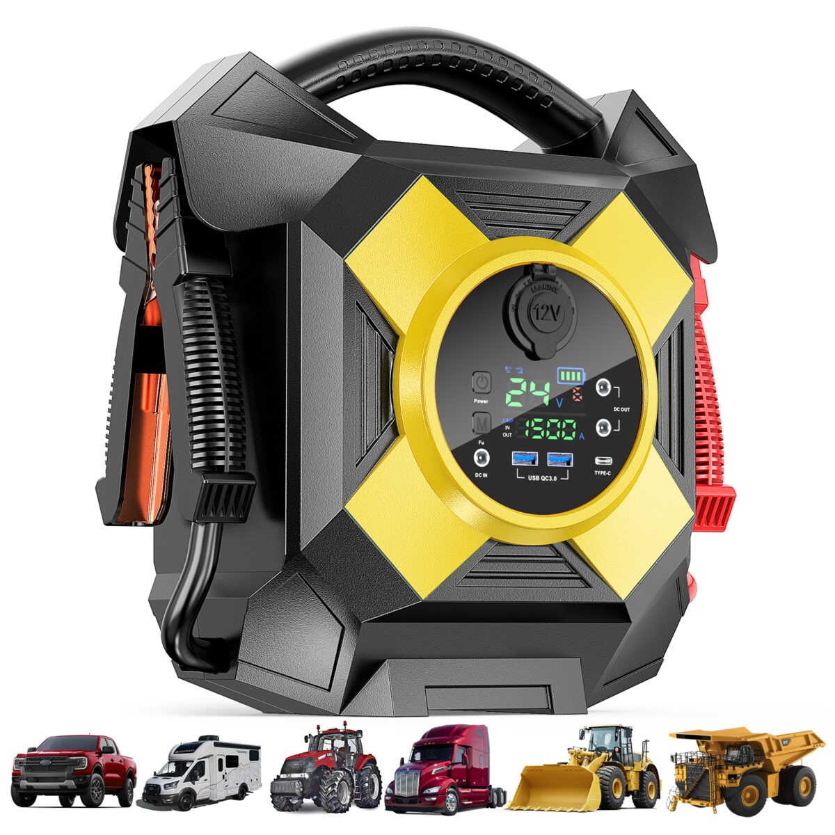 ODUKAKO DM2464 24v Heavy Duty Jump Starter,15000A Peak, Lithium Battery Booster Pack, Portable Jumper -40°F Instant Start All for 50L Diesel and Gasoline Engines, Semi Truck Class 8 - Image 2